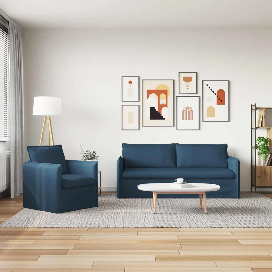 Ensemble de Canapés 2 pcs Bleu 196 x 82 x 85 cm Tissu - 3