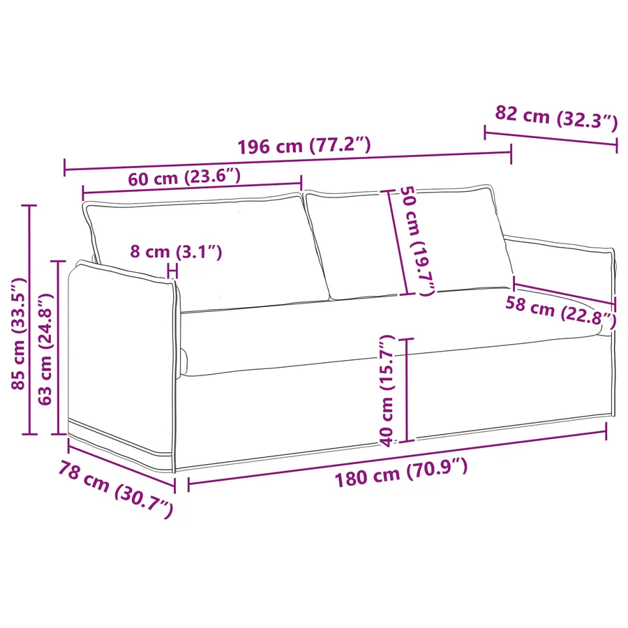 Ensemble de Canapés 2 pcs Bleu 196 x 82 x 85 cm Tissu - 8