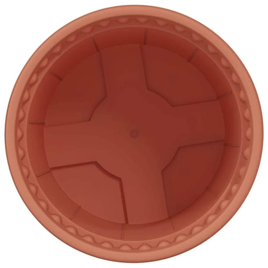 Pot à fleurs rond 24 pcs Rouge brique Ø 12,5 x 10 cm Plastique - 6