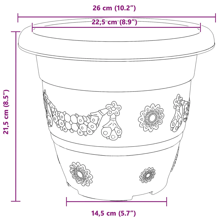 Pots de plantes 24 pcs Noir Ø 26 x 21.5 cm Plastique - 11