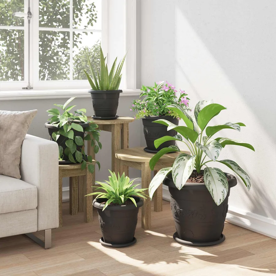 Pots de plantes 24 pcs Noir Ø 26 x 21.5 cm Plastique - 4