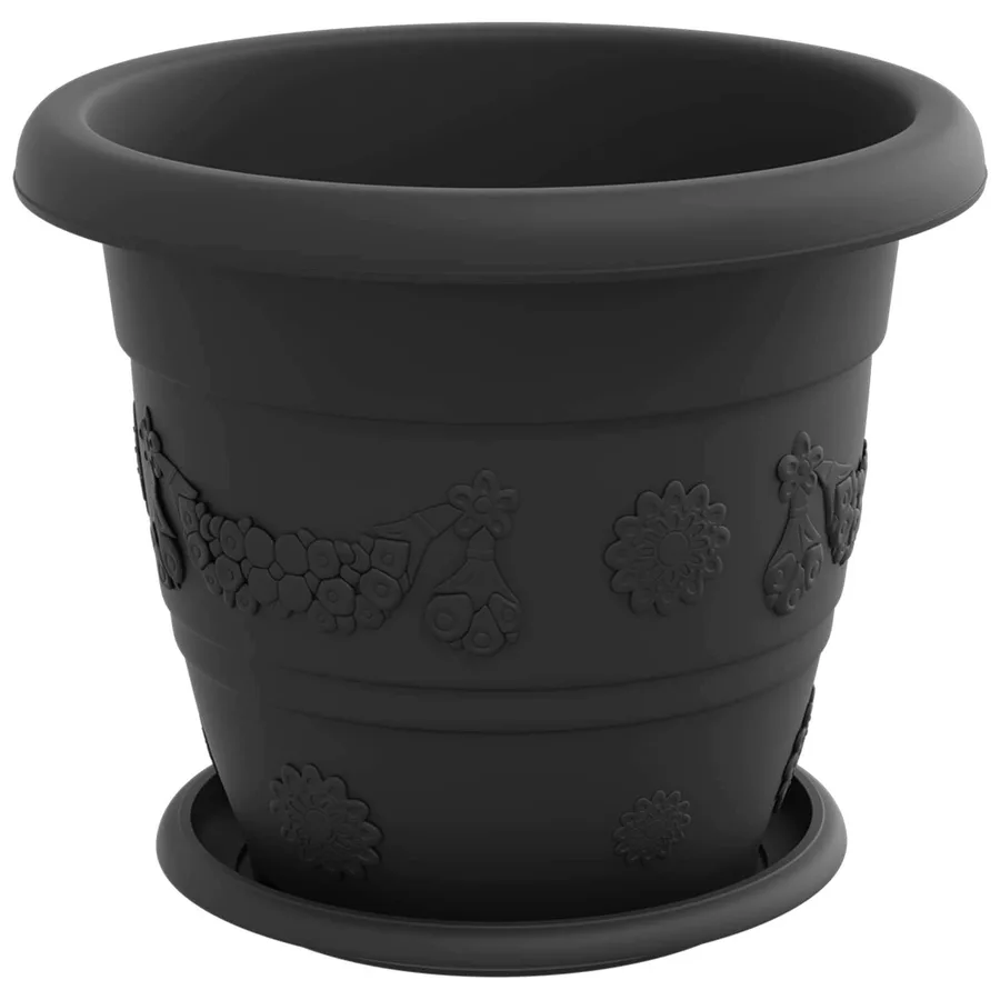 Pots de plantes 24 pcs Noir Ø 26 x 21.5 cm Plastique - 5