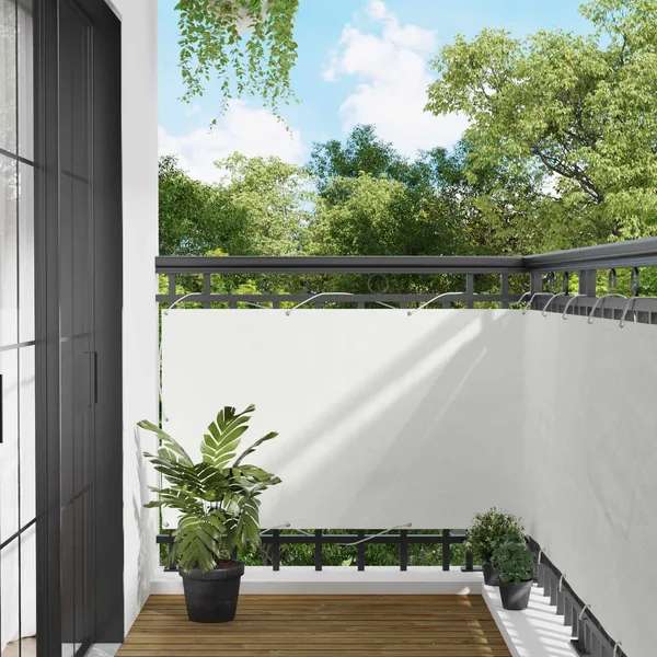 Écran de balcon Blanc 100 x 500 cm Tissu Oxford
