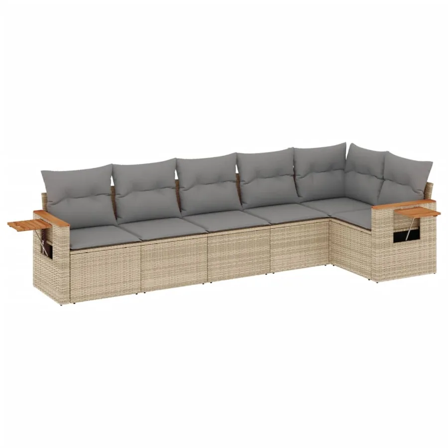 Salon de jardin avec coussins 6 pcs beige résine tressée - 2