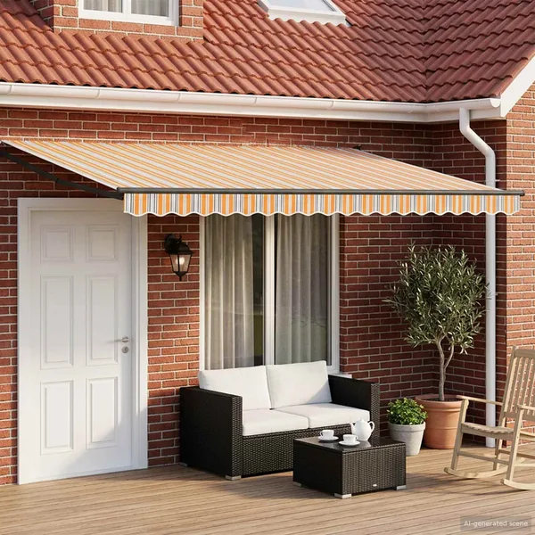 Auvent rétractable électrique Bleu et Orange 4,5 × 3 m