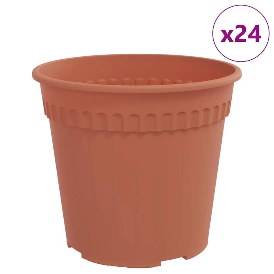 Pot à fleurs rond 24 pcs Rouge brique Ø 17 x 14 cm Plastique - 2