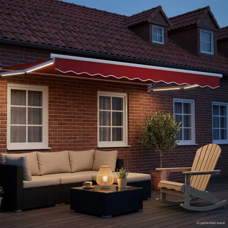 Auvent rétractable électrique Rouge 3 x 2,5 m - 3