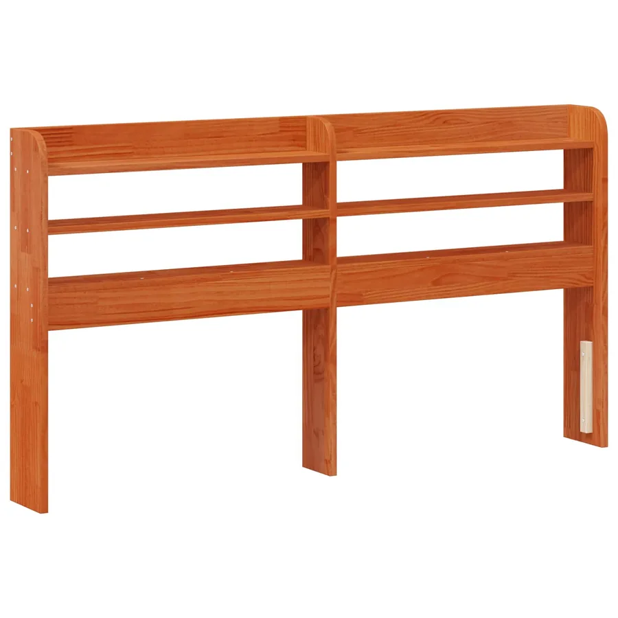 Cadre de lit avec tête de lit Cire marron Bois de Pin Massif - 4