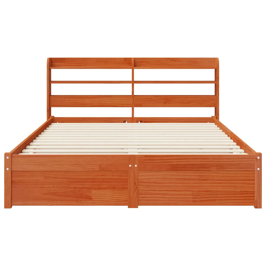 Cadre de lit avec tête de lit Cire marron Bois de Pin Massif - 6