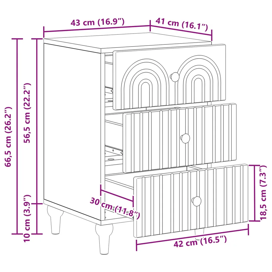 Cabinet de chevet Chêne artisanal 43 x 41 x 66,5 cm - 11