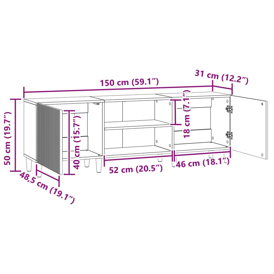 Meuble TV Blanc brillant 150 x 31 x 50 cm Bois d'ingénierie - 11