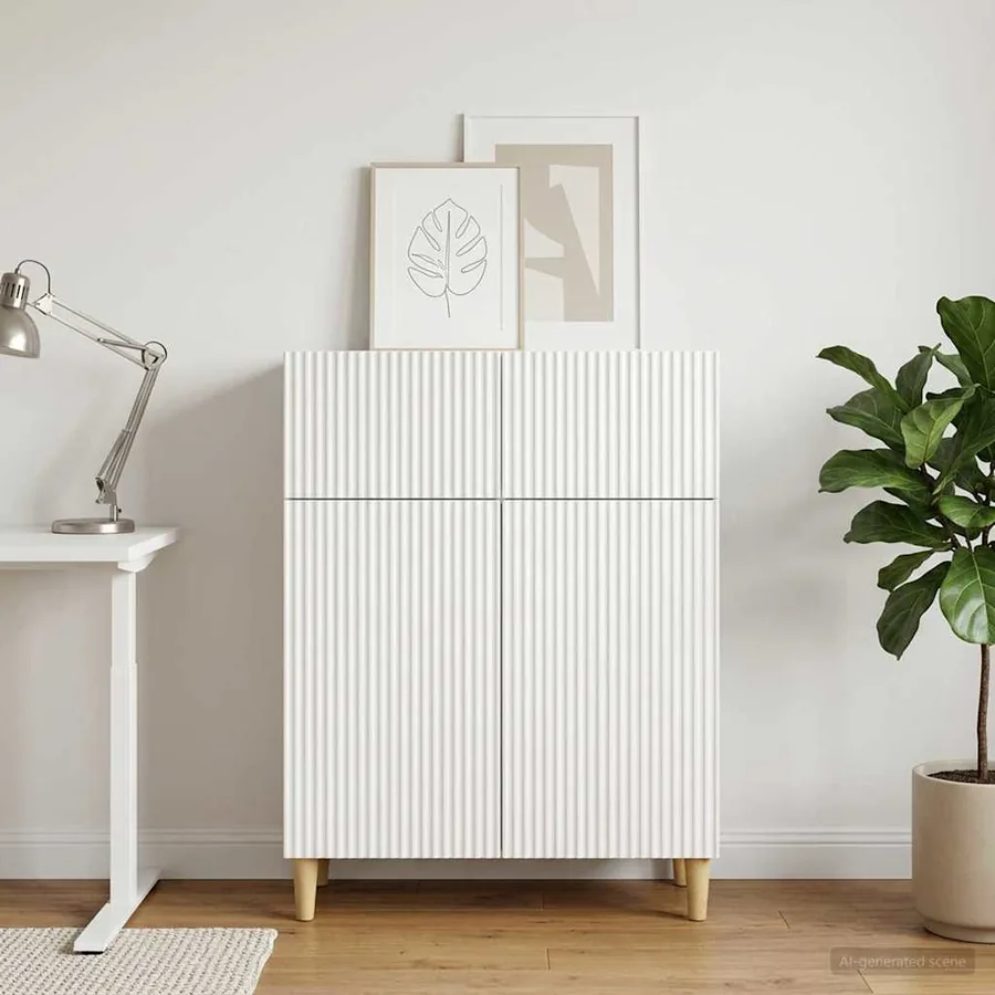 Buffet Blanc 66 x 34,5 x 90 cm Bois d'ingénierie