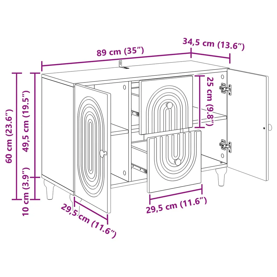 Meuble TV Blanc brillant 89 x 34,5 x 60 cm Bois d'ingénierie - 11