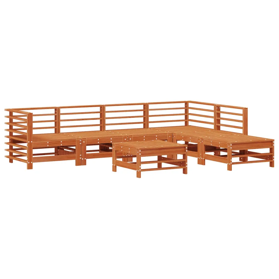 Ensemble de salon de jardin 7 pcs Brun Ciré Pin massif - 2