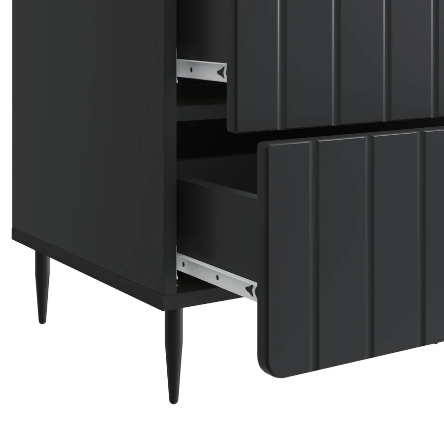 Cabinet de chevet Noir 43 x 41 x 68 cm Bois d'ingénierie - 9