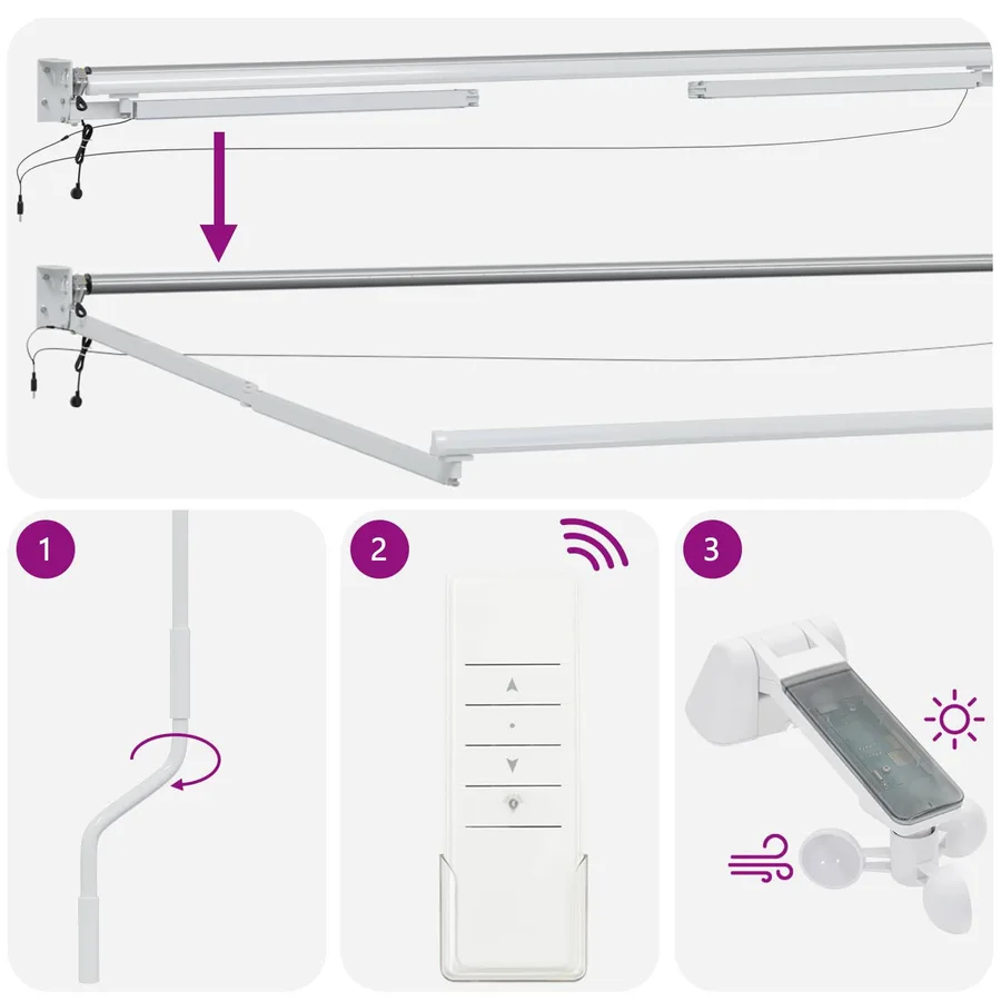 Cadre de store rétractable électrique Blanc 5 x 3 m Aluminium - 11