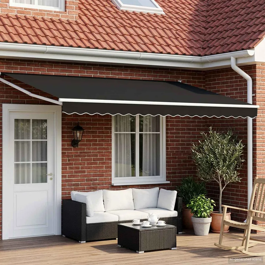Auvent rétractable électrique Noir et Blanc 4 × 3 m