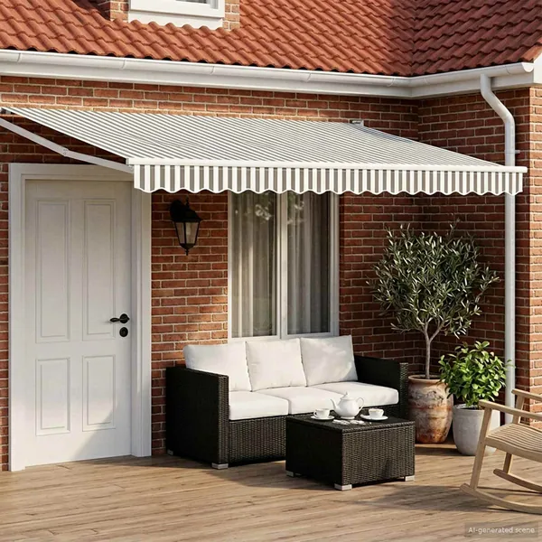 Auvent rétractable électrique Anthracite et blanc 4 × 3 m