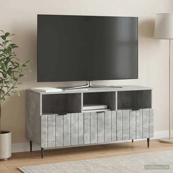 Meuble TV Gris béton 102 x 34,5 x 50 cm Bois d'ingénierie