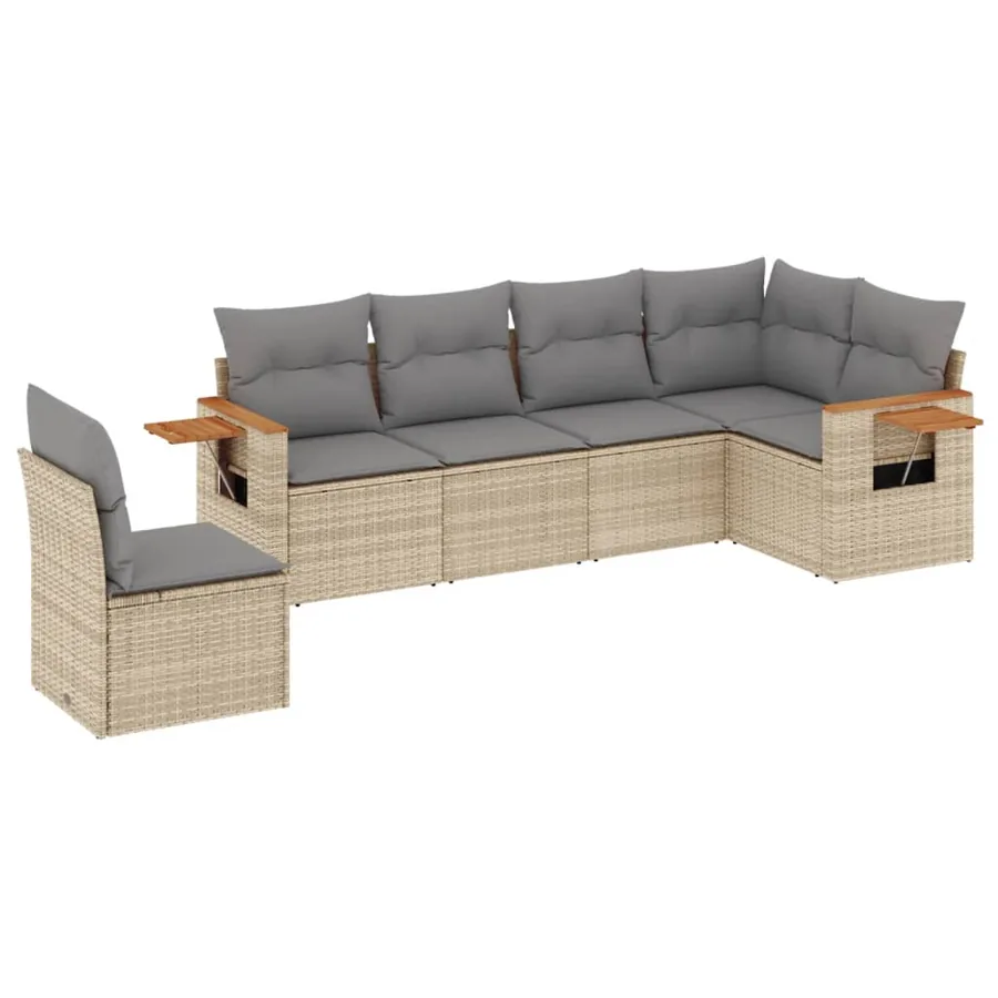 Salon de jardin avec coussins 6 pcs beige résine tressée - 2