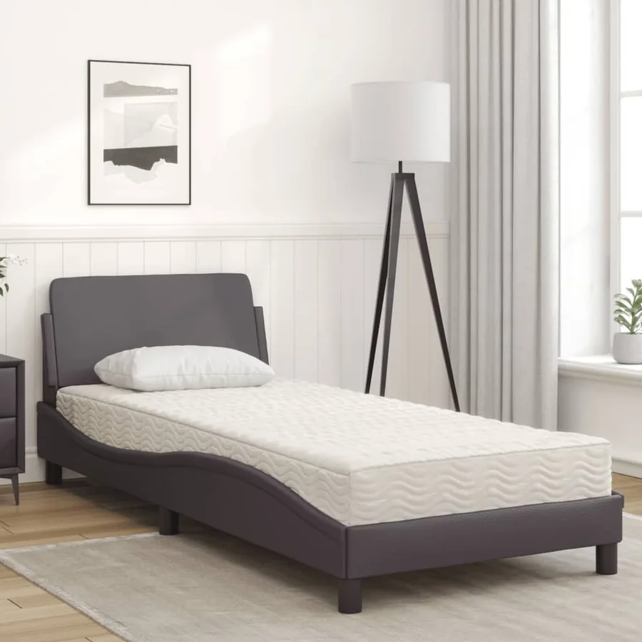 Lit avec matelas Dover gris 90x200 cm similicuir - 3
