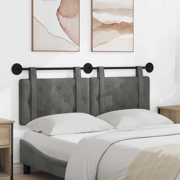 Tête de lit suspendue Gris foncé Velours