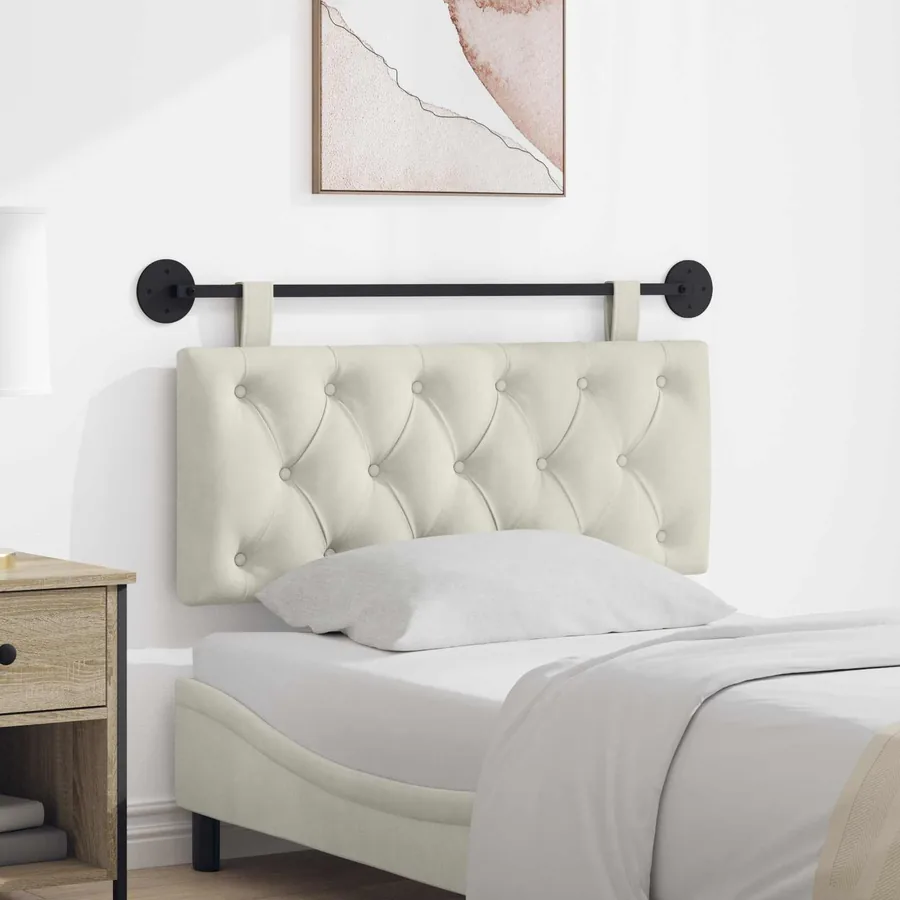 Tête de lit suspendue Avec lumière LED Crème Velours