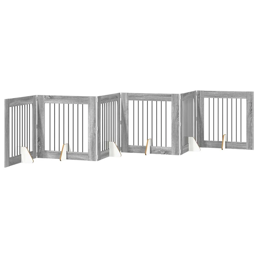Porte de chien pliable avec supports 6 pcs Sonoma gris 482 cm - 2