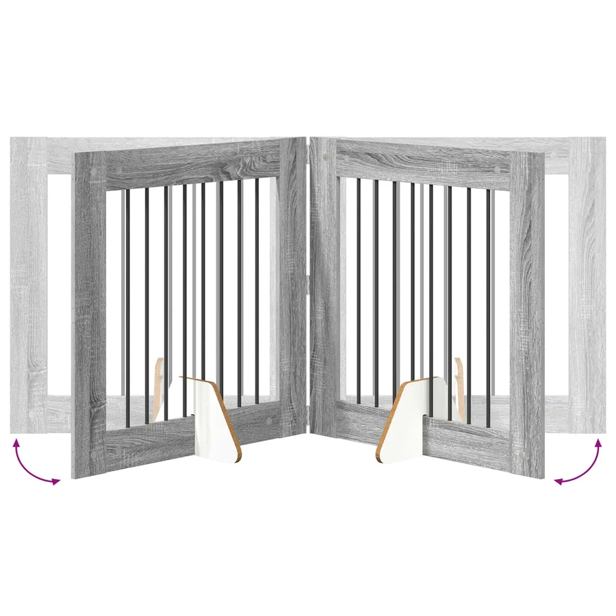 Porte de chien pliable avec supports 6 pcs Sonoma gris 482 cm - 6