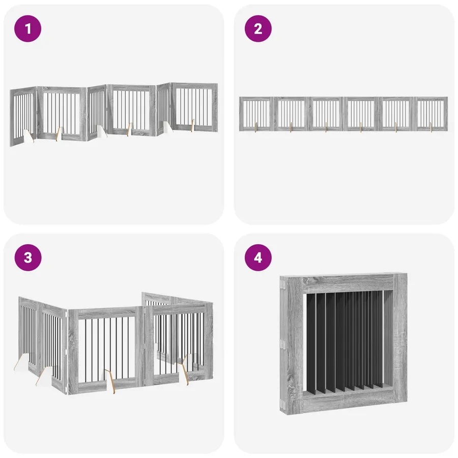 Porte de chien pliable avec supports 6 pcs Sonoma gris 482 cm - 7
