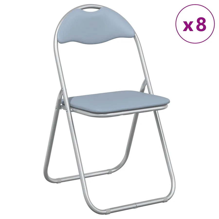 Chaise pliante 8 pcs Gris 48 x 43,5 x 81 cm Simili cuir - 3
