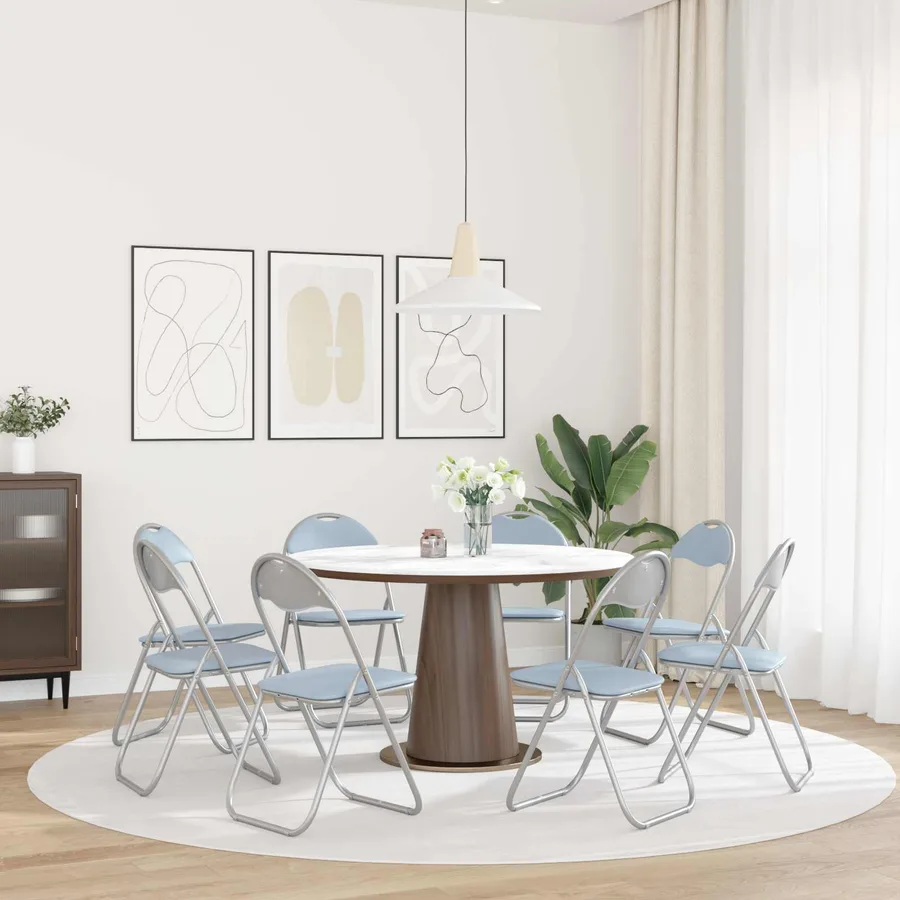 Chaise pliante 8 pcs Gris 48 x 43,5 x 81 cm Simili cuir - 4
