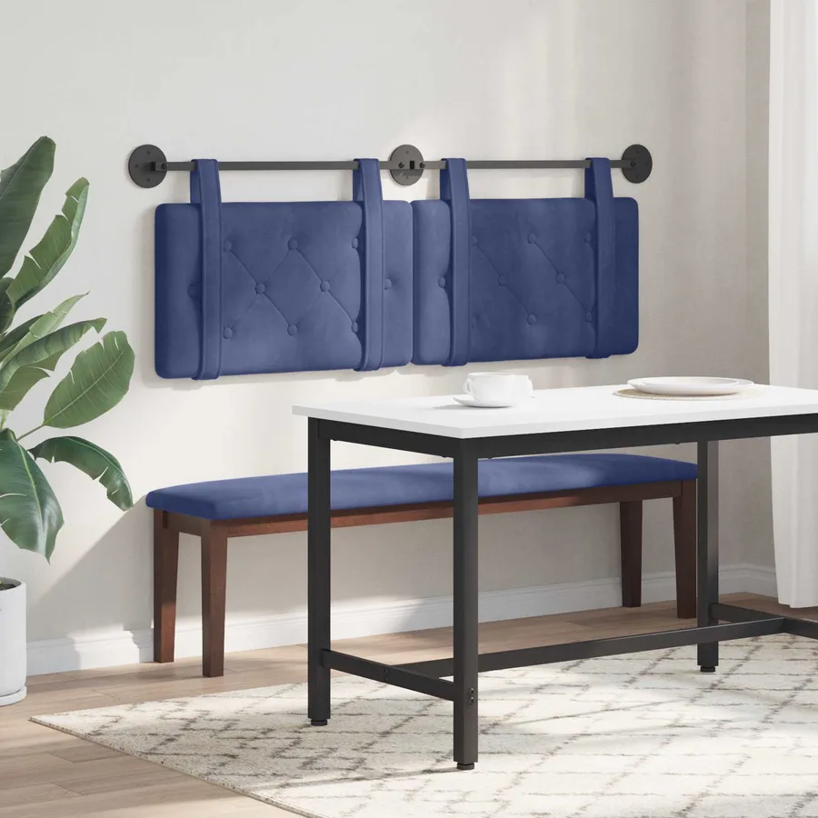Tête de lit suspendue Bleu police Velours - 4