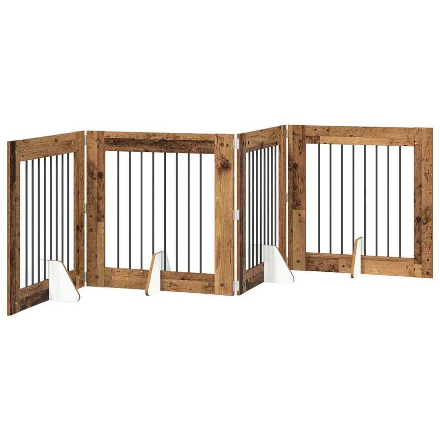 Porte de chien pliable avec supports 4 pcs Bois ancien 321 cm - 2