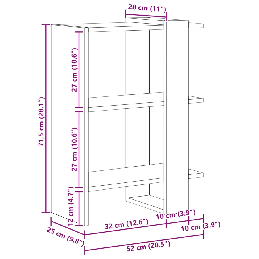 Étagère Chêne Sonoma 52 x 25 x 71,5 cm Bois d'ingénierie - 11