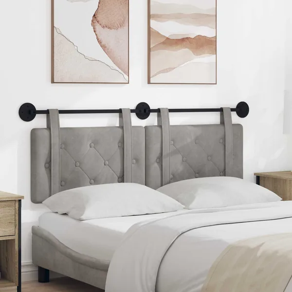 Tête de lit suspendue Gris clair Velours