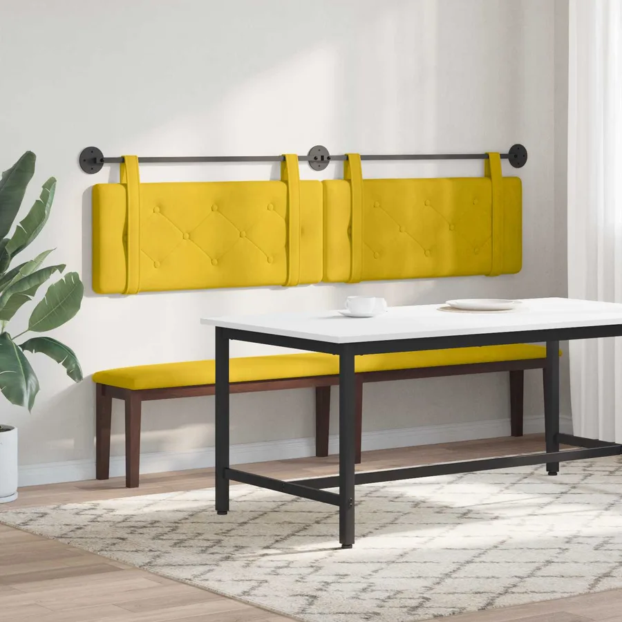 Tête de lit suspendue Jaune Velours - 4