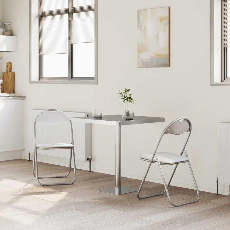 Chaise pliante 2 pcs Blanc et Gris 48 x 43,5 x 81 cm - 3
