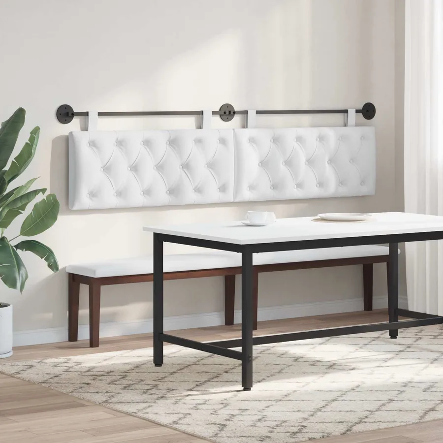 Tête de lit suspendue Blanc Tissu - 4
