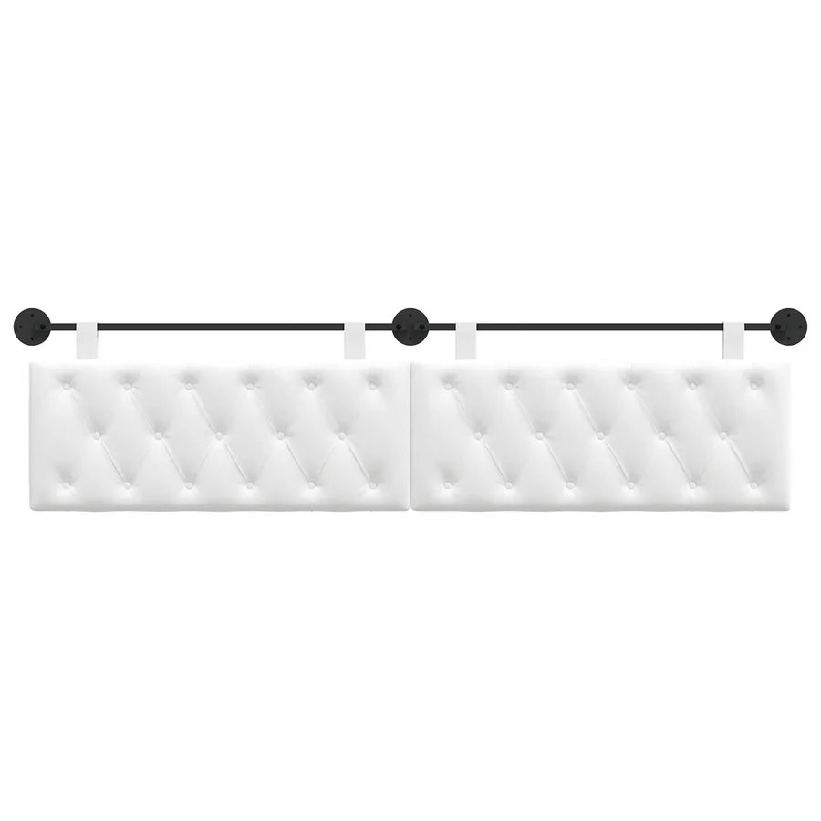 Tête de lit suspendue Blanc Tissu - 5