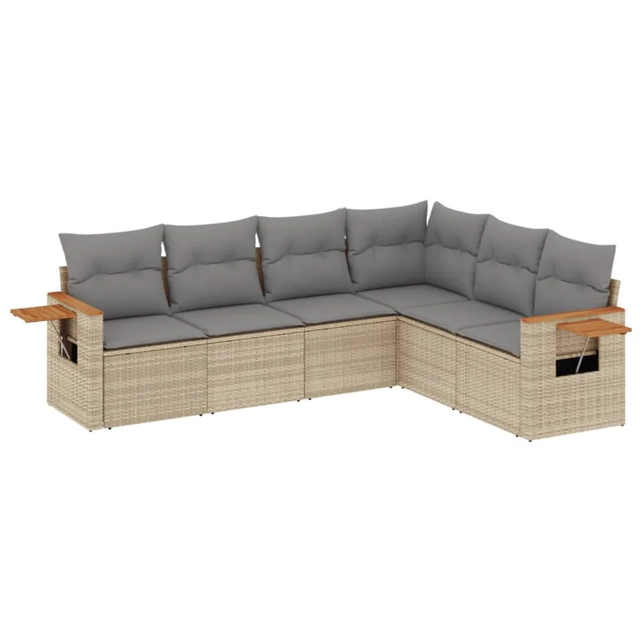 Salon de jardin avec coussins 6 pcs beige résine tressée - 2