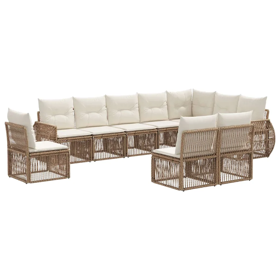 Ensemble de canapé de jardin 10 pcs Beige et blanc crème - 2