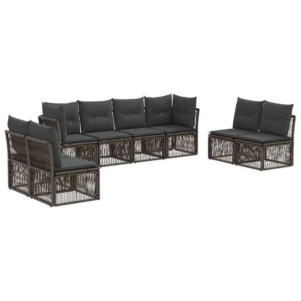 Ensemble de canapé de jardin 8 pcs Gris polyrotin