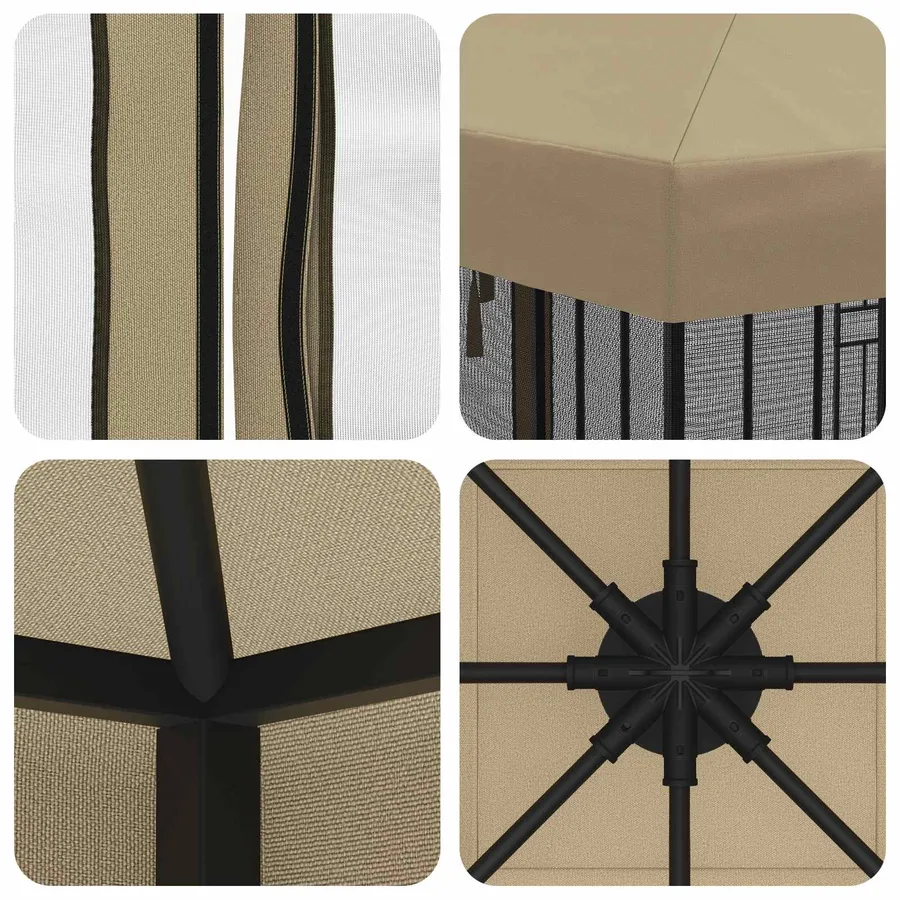 Abri de jardin avec parois 3 x 3 m Beige Polyester et Acier - 7