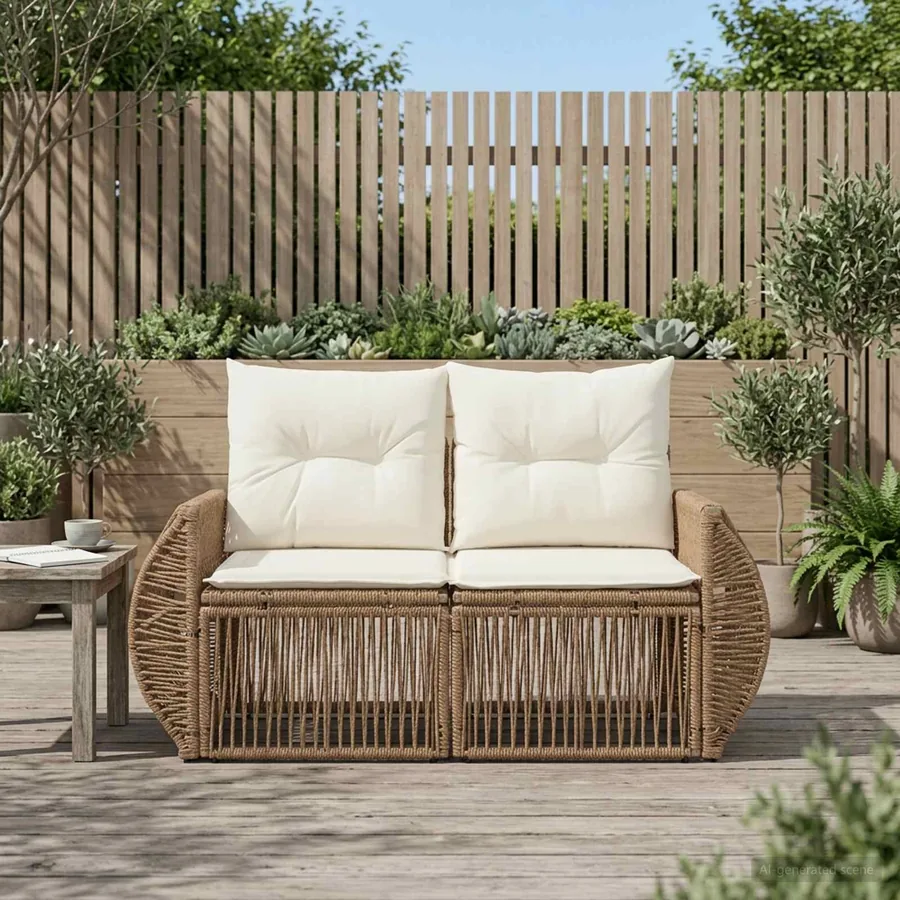 Canapé de jardin 2-Nombre de places Beige polyrotin