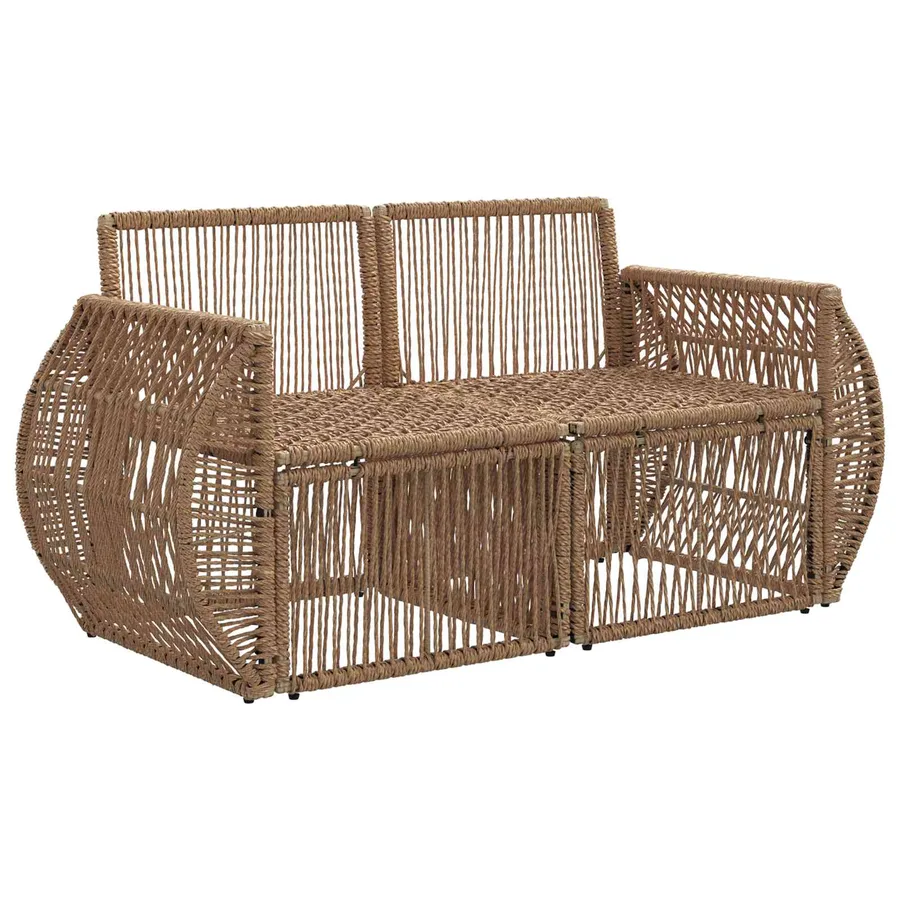 Canapé de jardin 2-Nombre de places Beige polyrotin - 3