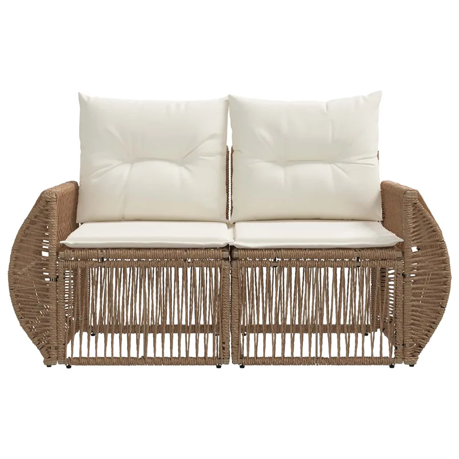 Canapé de jardin 2-Nombre de places Beige polyrotin - 4