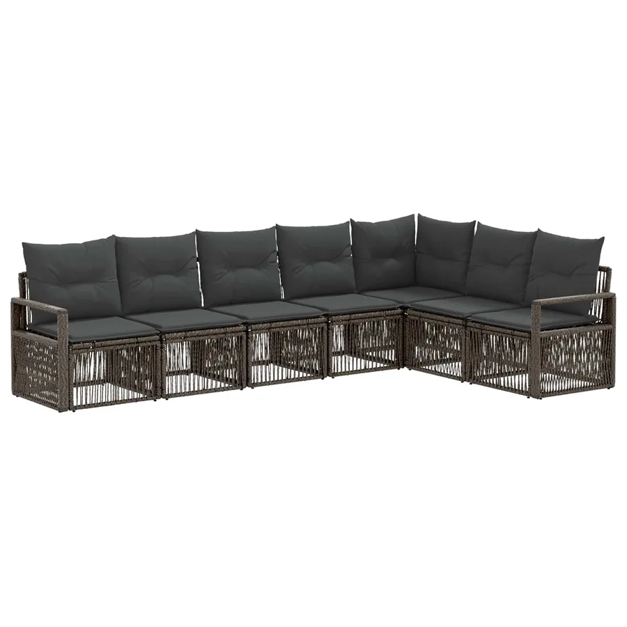 Ensemble de canapé de jardin 7 pcs Gris polyrotin - 2