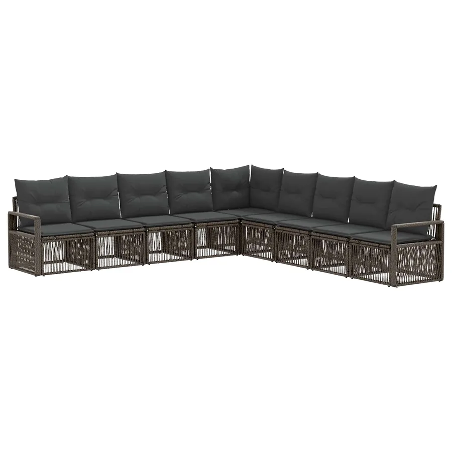 Ensemble de canapé de jardin 9 pcs Gris polyrotin