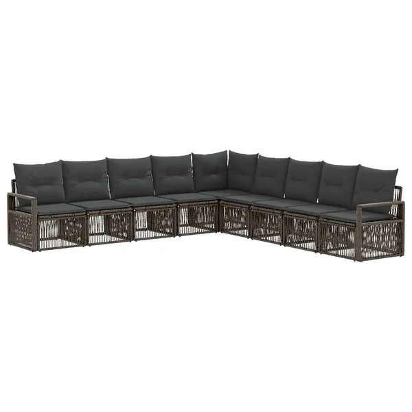 Ensemble de canapé de jardin 9 pcs Gris polyrotin
